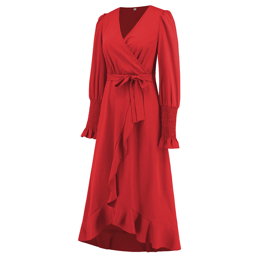 Plus Size Women V-Neck Ruffled Lace Dress 21