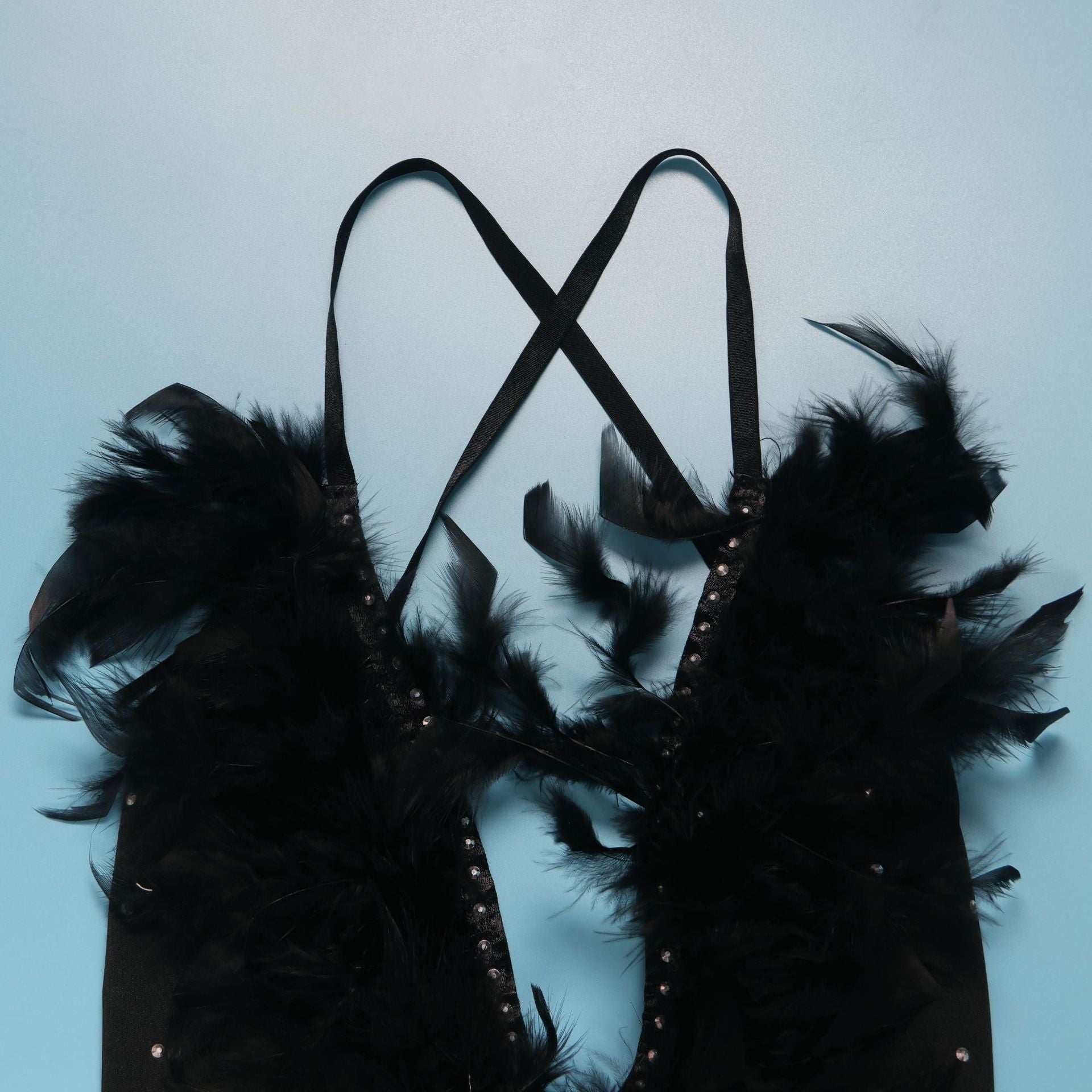 Women Sexy Beaded Feather V-Neck Backless Bodycon Dress 23