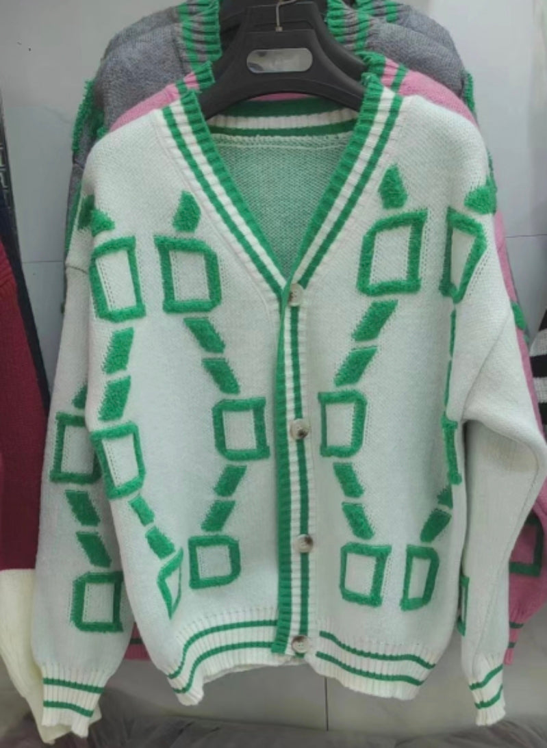 Autumn And Winter Sweater Jacket Single-Breasted Embroidered V-Neck Top Loose Knitting Cardigan 14