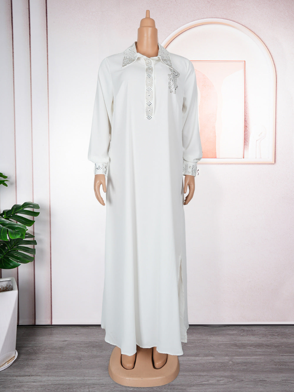 Africa Plus Size Women's Muslim Beaded Loose Dress 12