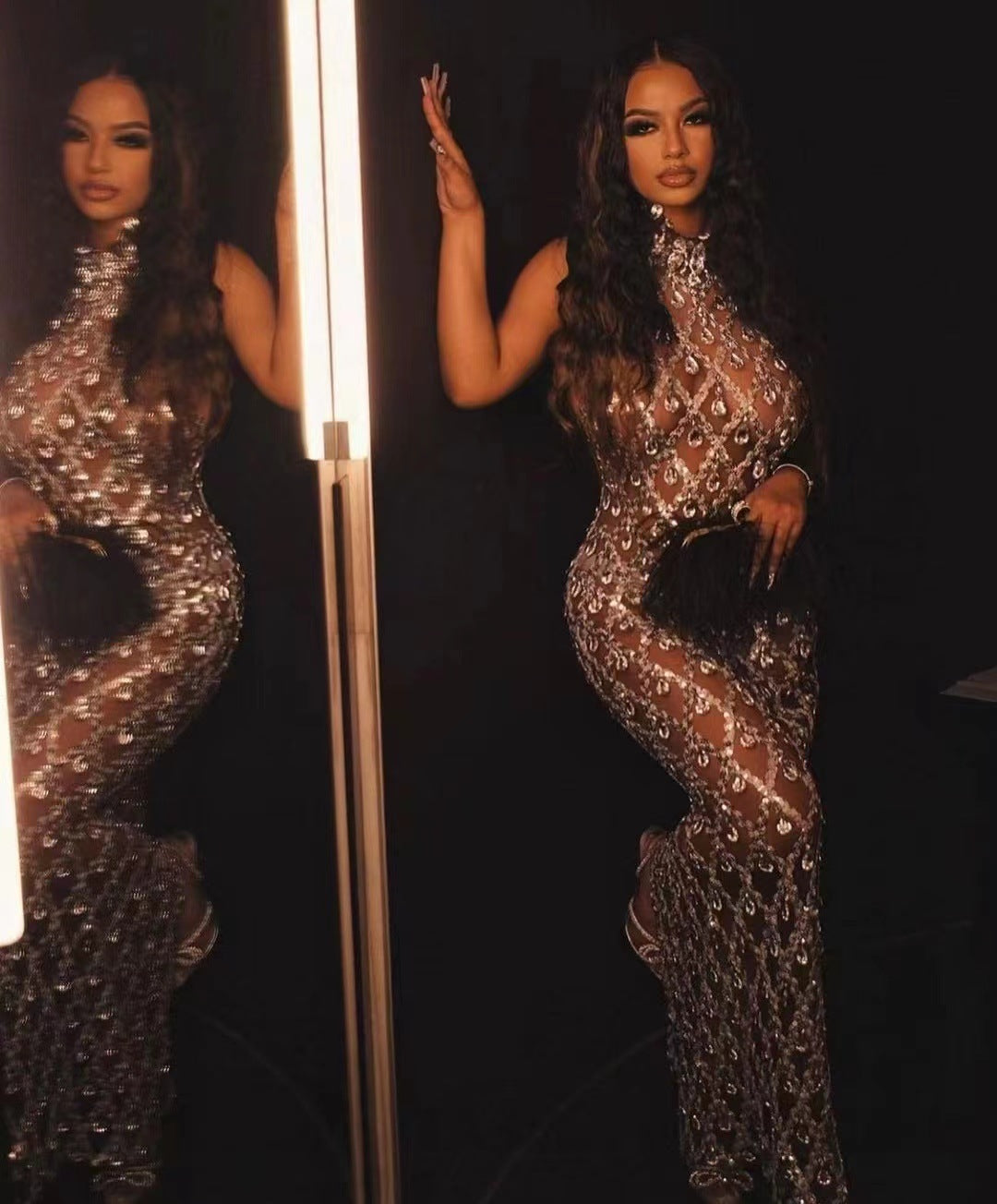 Plus Size Women rhinestone dress 41