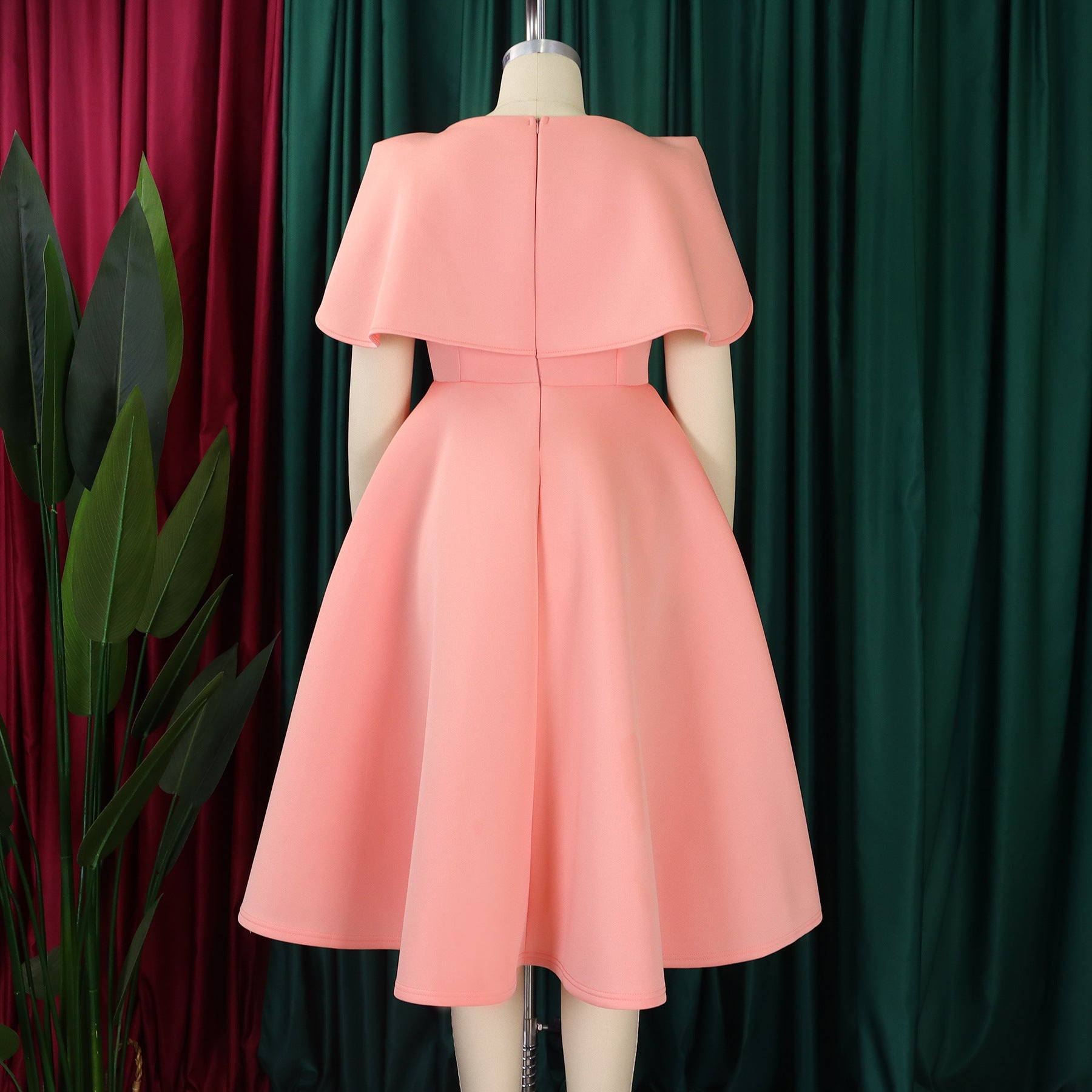 Women Short Sleeve Cape Dress 20