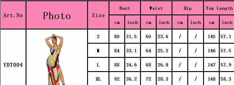 Women's Sexy Halter Neck Rainbow Print Slim Long Dress 6