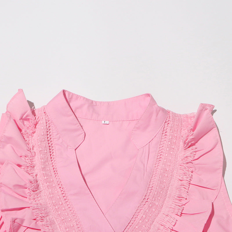 Women's Sleeveless Ruffle Chic Slim Waist Fashion Long Dress 20