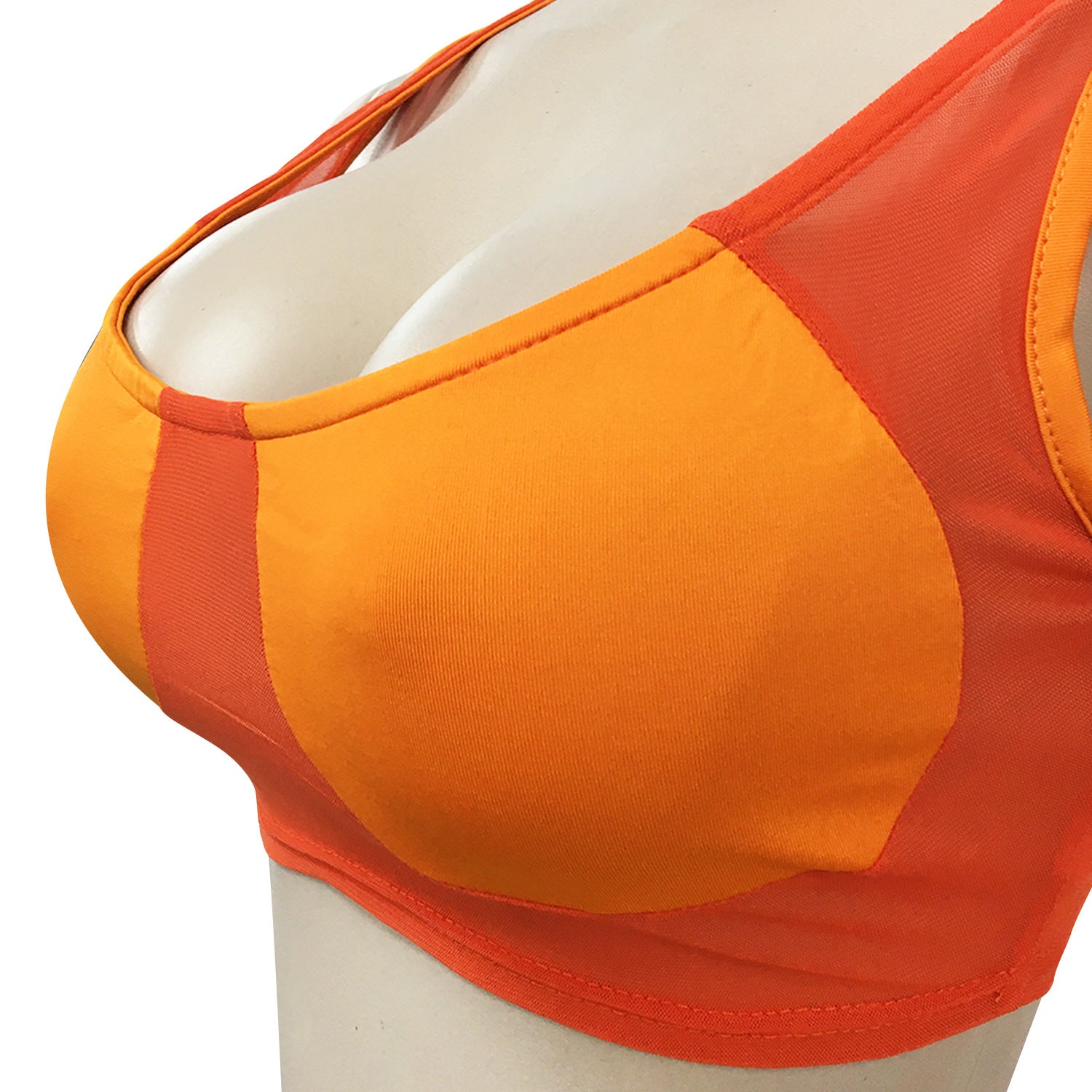 Women casual solid mesh color-blocking Top and Shorts Two Piece Set 28