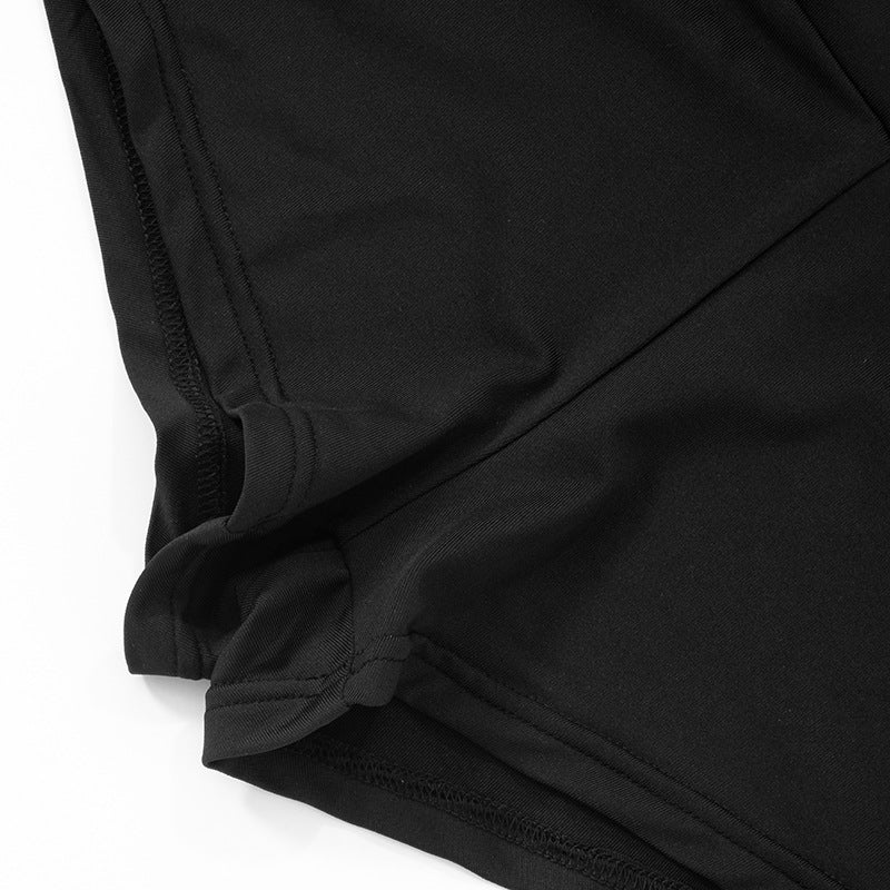 Women Spring and Summer Round Neck Contrast Color Top and Shorts Two-Piece Set 24