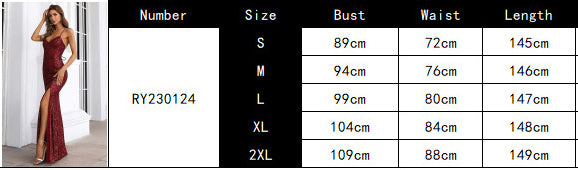 Sexy Strap Sequin Slit Party Nightclub Evening Dress 15