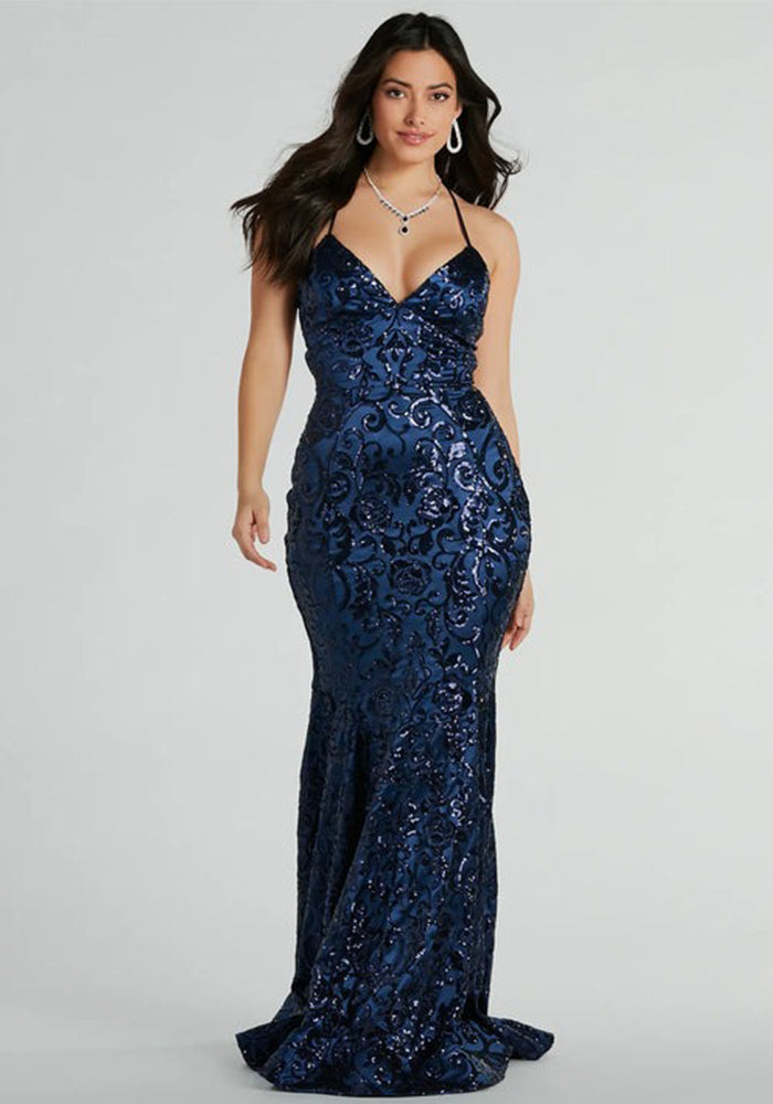 Women Sexy Lace-Up Sequined Evening Dress（Processing time need 3-6 days）