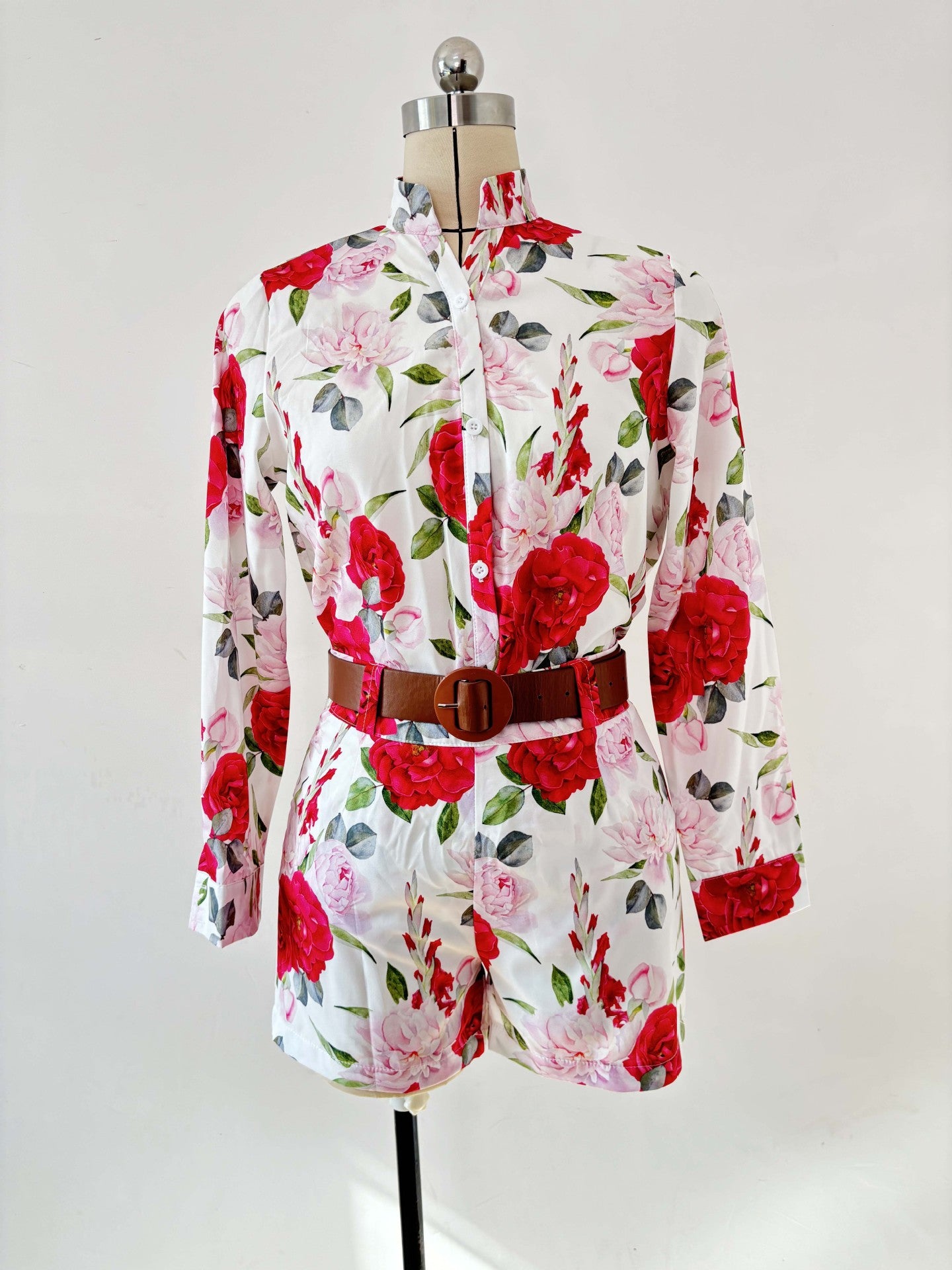 Women's Printed Long Sleeve Shirt Shorts Fashion Women's Two Piece Set 20