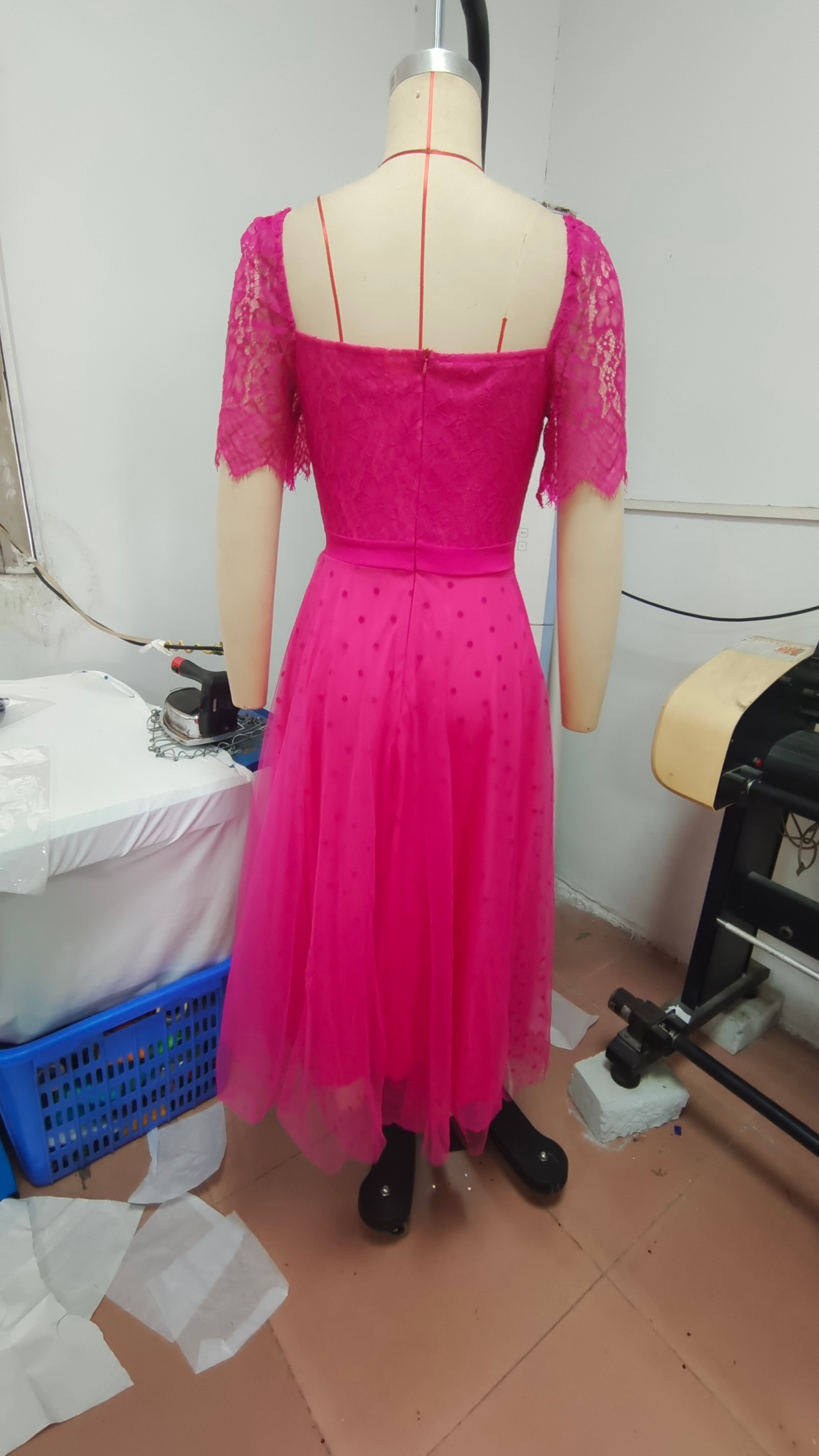 Sexy short-sleeved lace dress summer Low Back Slim Waist dress 14