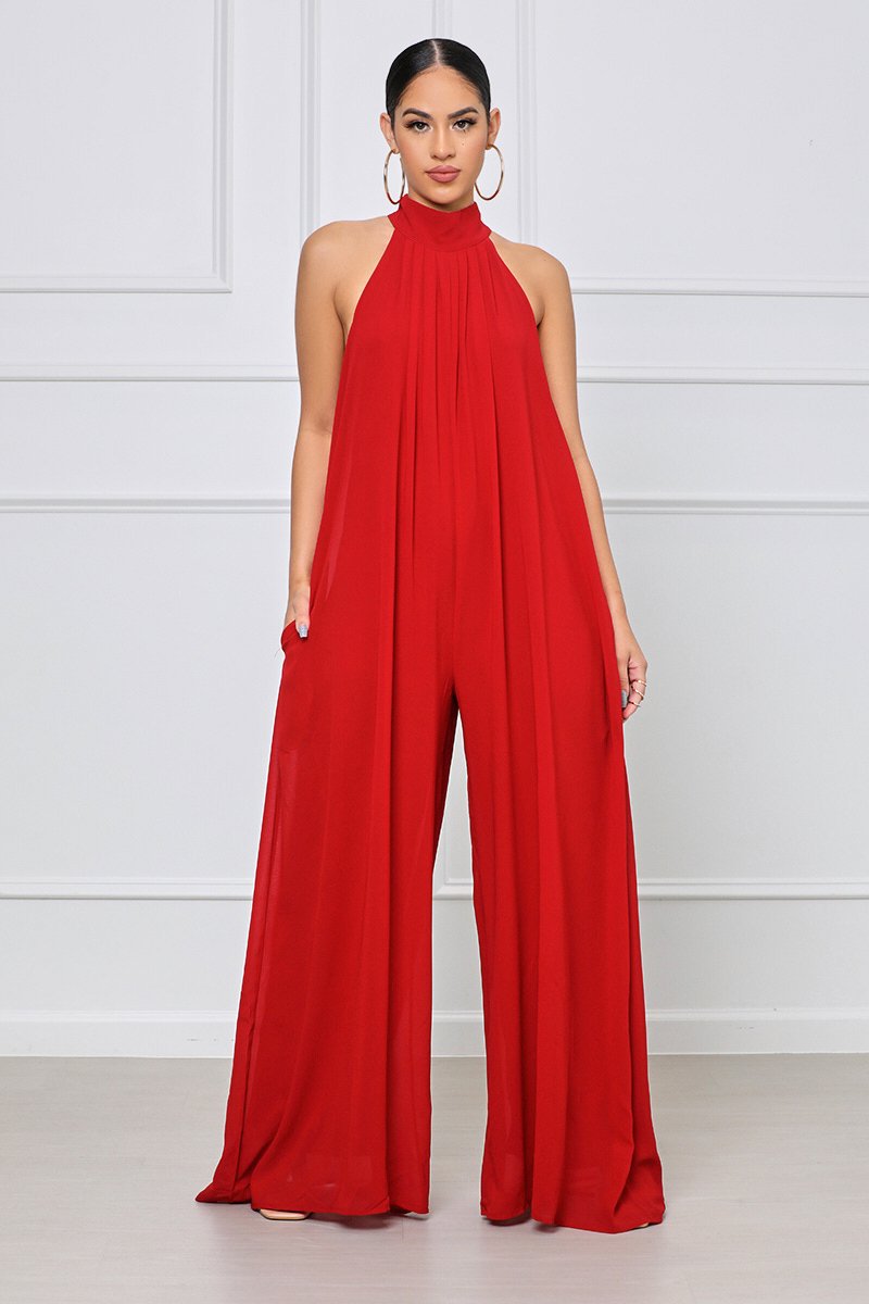 Solid Color Casual Chiffon Loose Women'S Jumpsuit 4