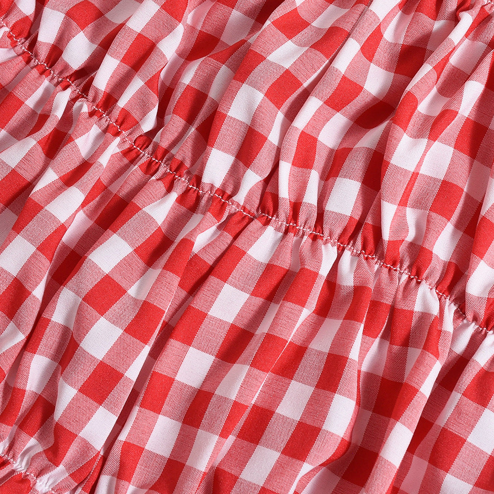 Summer Lace-Up Plaid  Two Piece Shorts Set 14