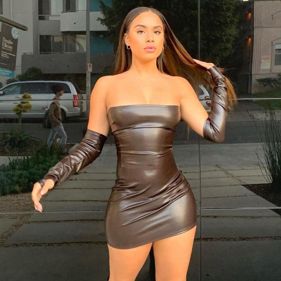 Autumn hand sleeves strapless Slim Fit Bodycon sexy dress for women 10
