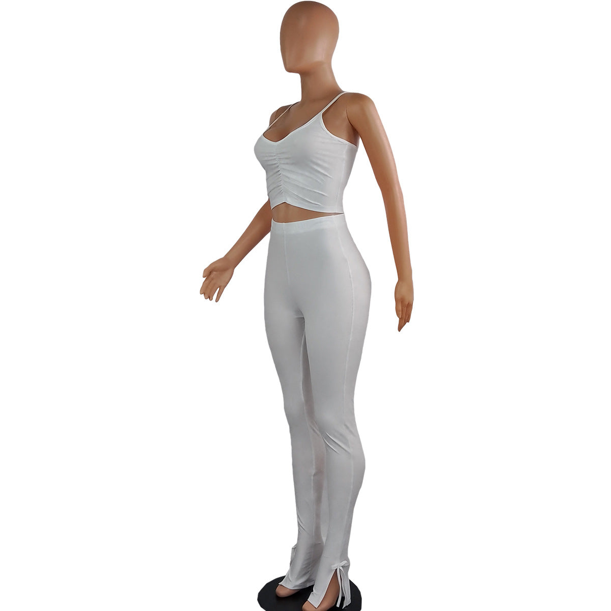 Women Suspenders Sexy Buttocks Lace-Up Crop Top and Pant Two-Piece Set 10