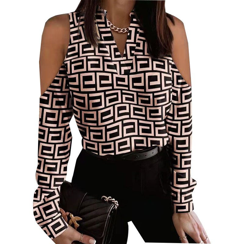 Autumn Cutout long sleeve print shirt 9