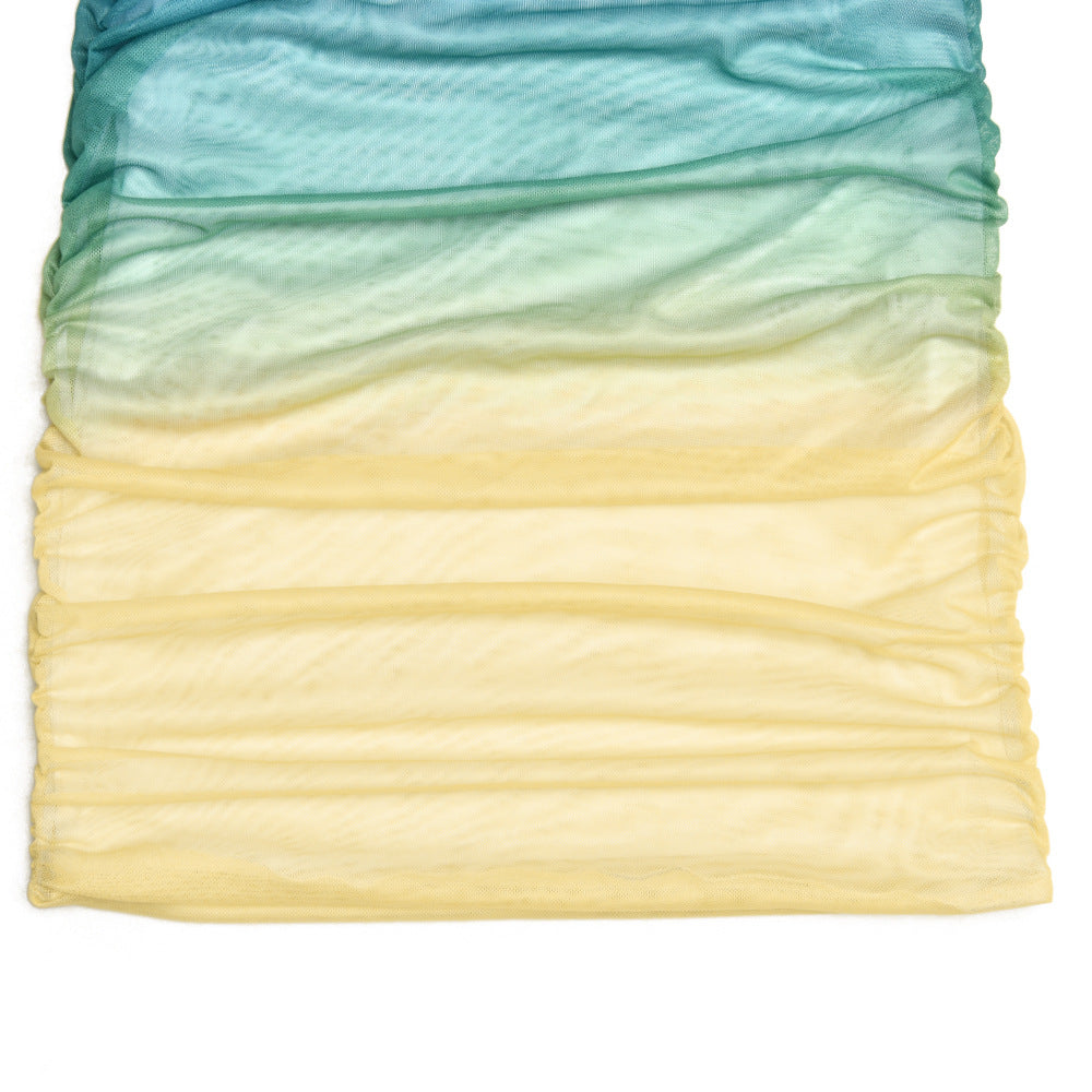 Women Mesh Gradient Off Shoulder Strapless Backless Dress 23