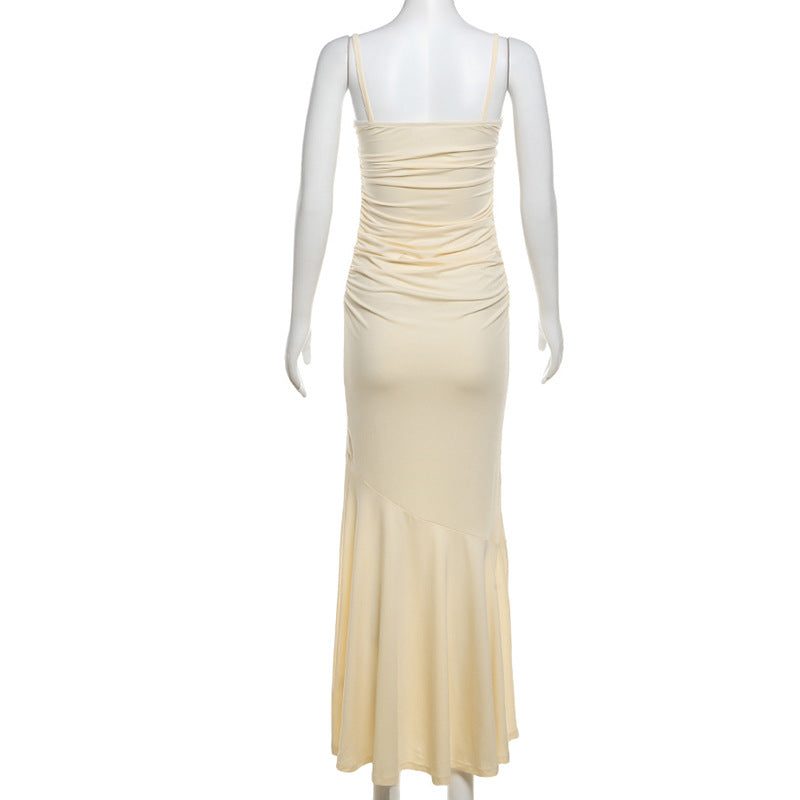 Spring And Summer Women's Style Strap Long Sexy Sexy Lace Pleated Dress 11