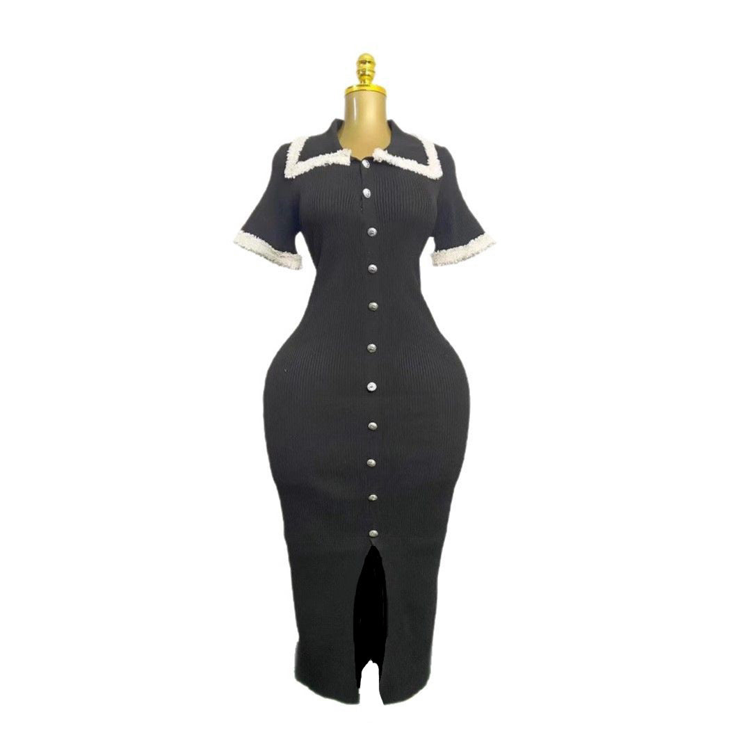 Women's Summer Round Neck Knit Midi Dress 8