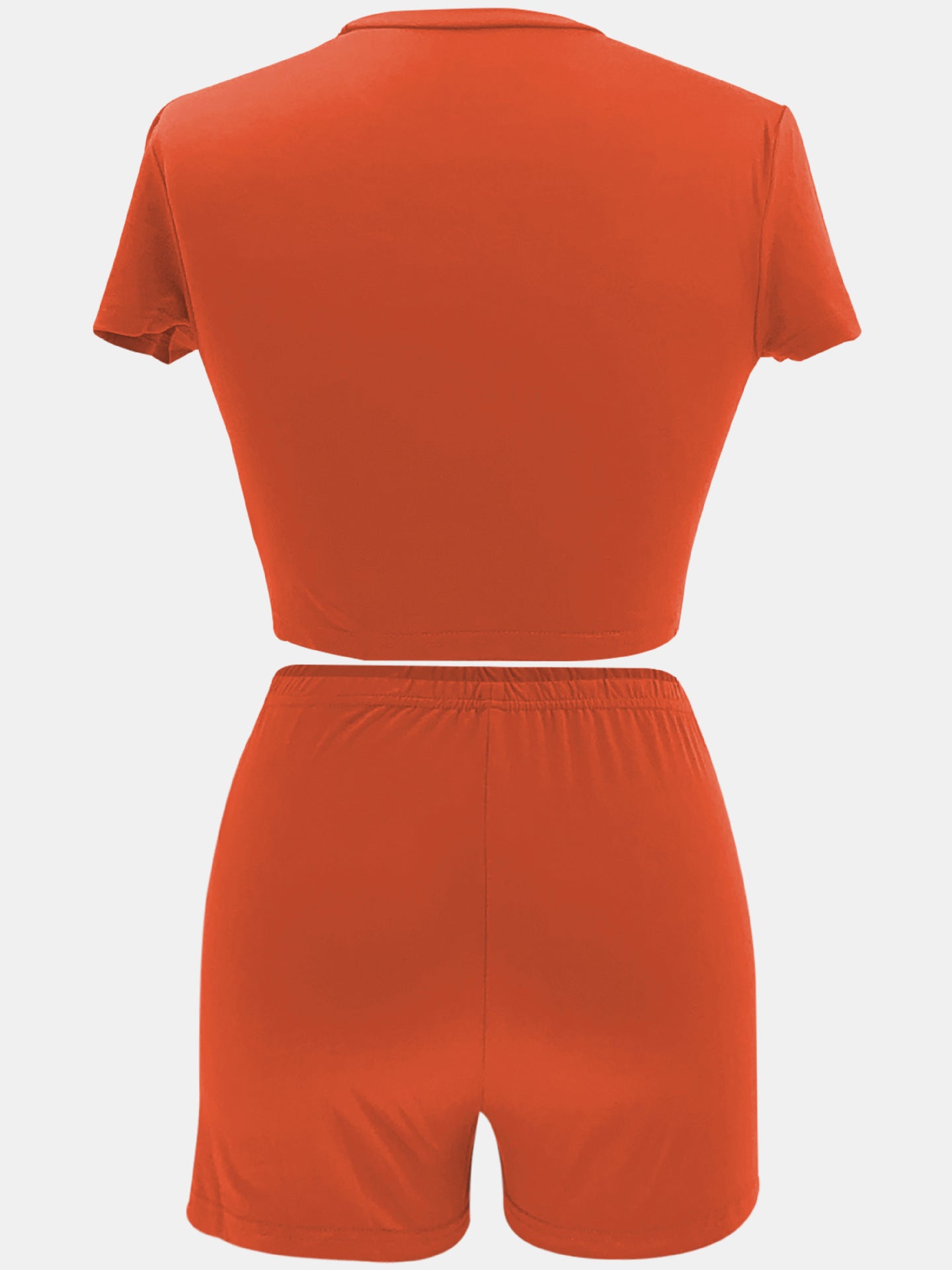 Women Summer Solid Crop Top Shorts Two-Piece Set 28