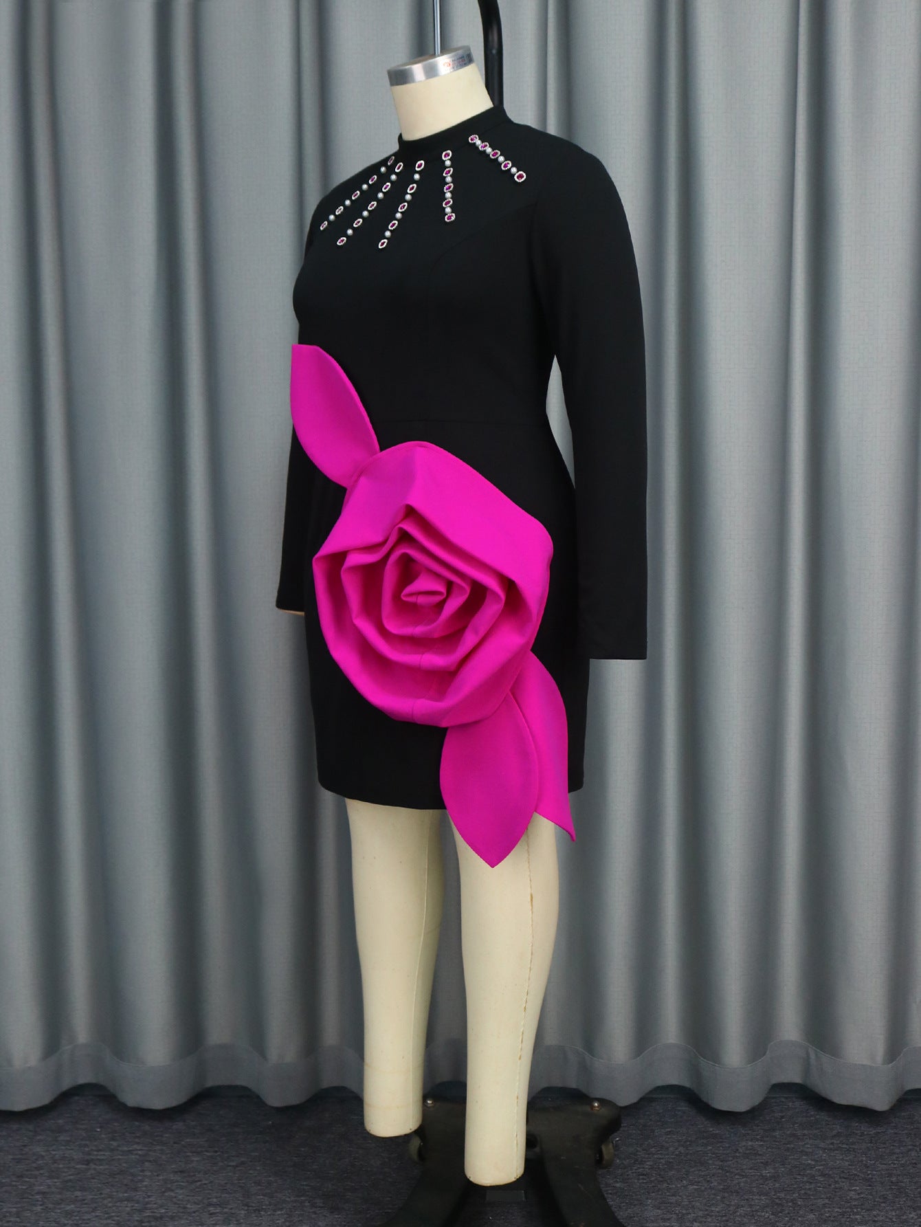 African Contrast Color Long Sleeve Formal Party Fashion Bodycon Dress 4