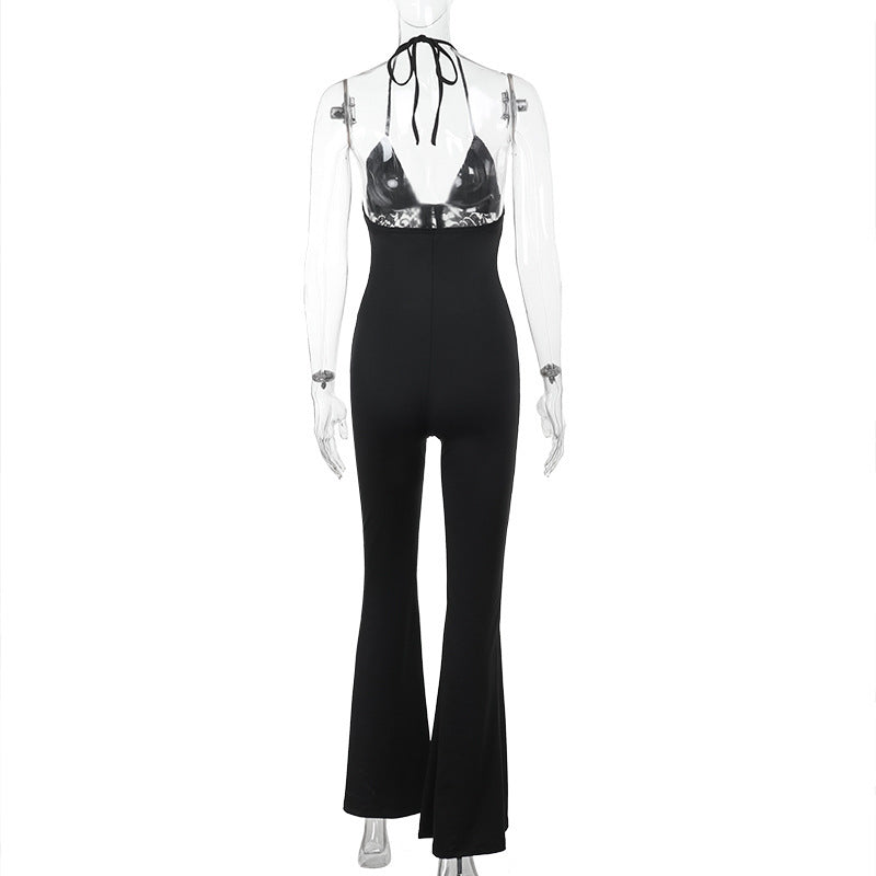 Women Summer Halter Neck Sexy Lace Suspender Jumpsuits 6