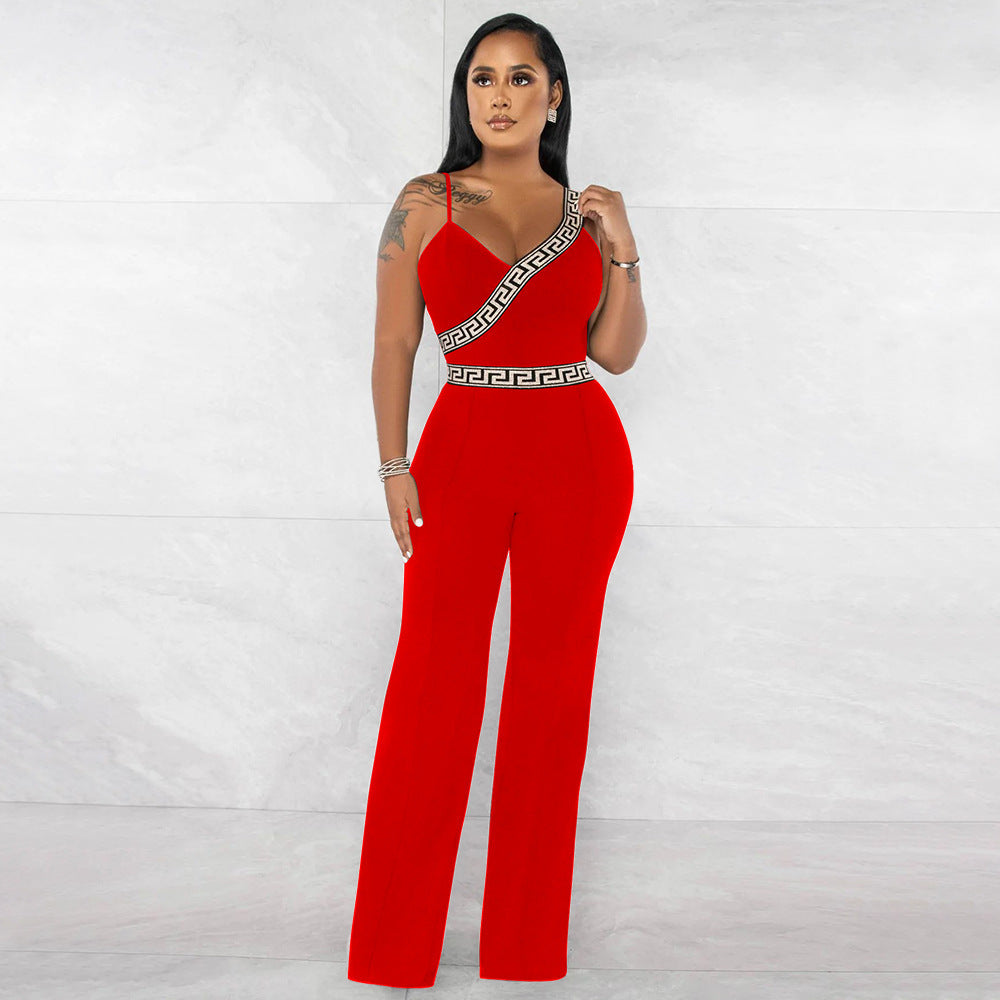 Solid Color Sexy Strap Women Jumpsuit 3