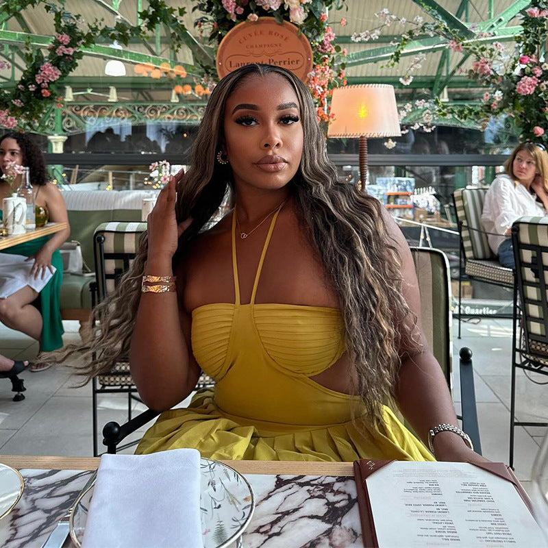 Women Autumn Halter Neck Strapless Backless Dress 4