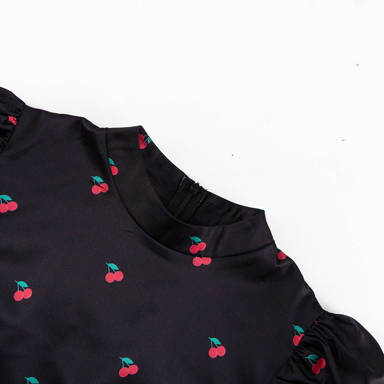 Women's Printed Round Neck Long Sleeve Dress Fall Fashion Slim Waist Satin Maxi Dress 21