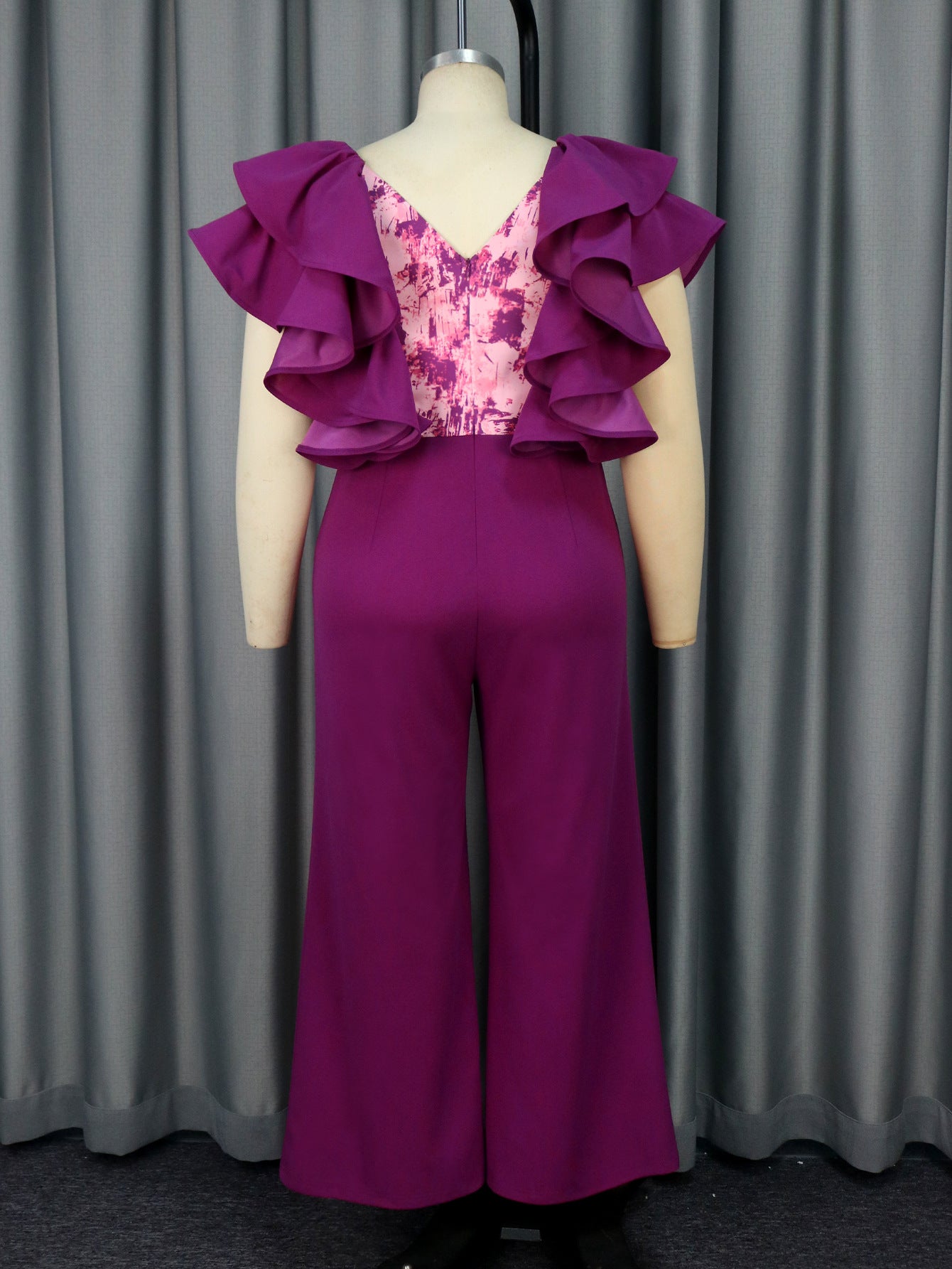 Sexy Low Back Formal Party Ruffle Women's Jumpsuit 3