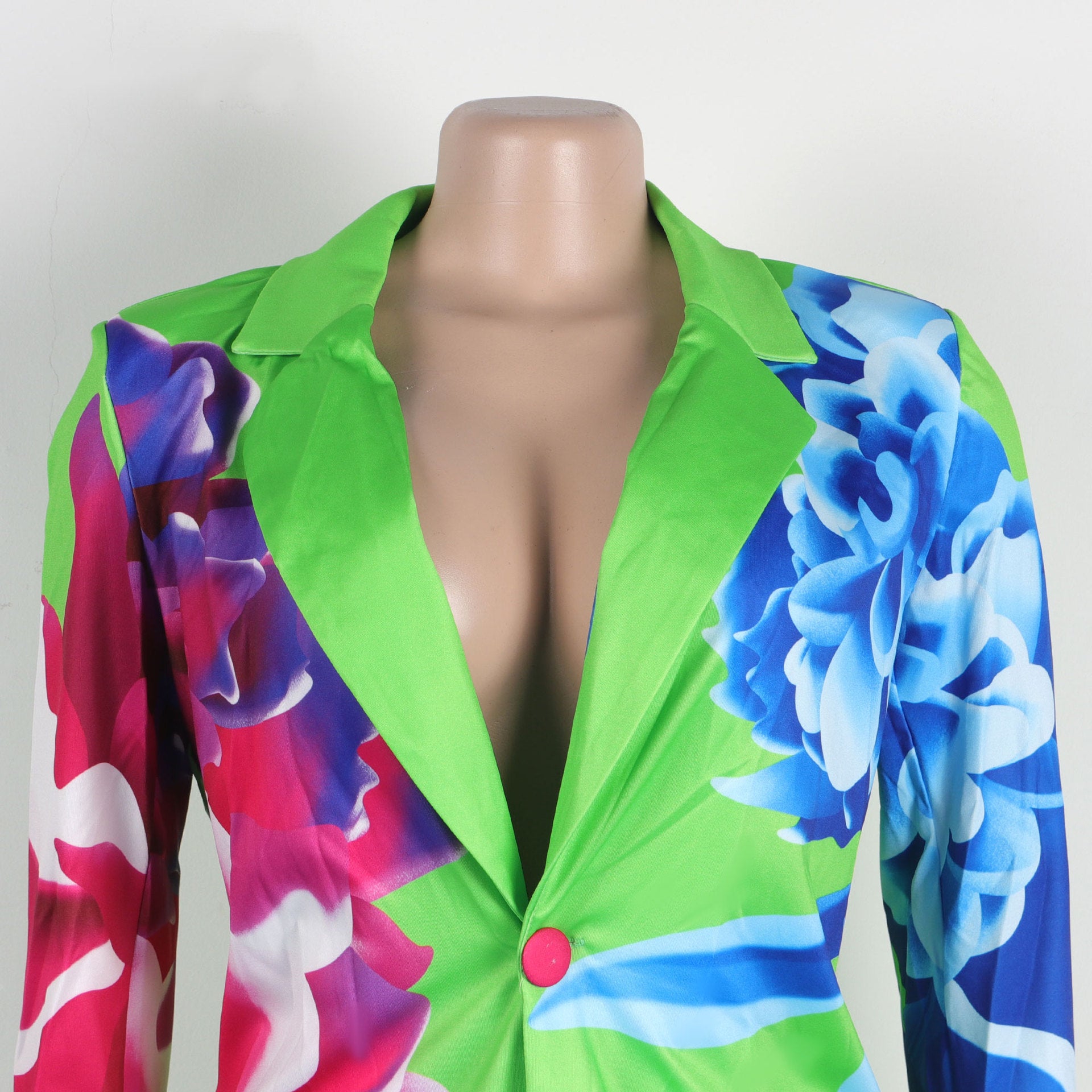 Sexy Plus size suit printed blazer shorts set 19