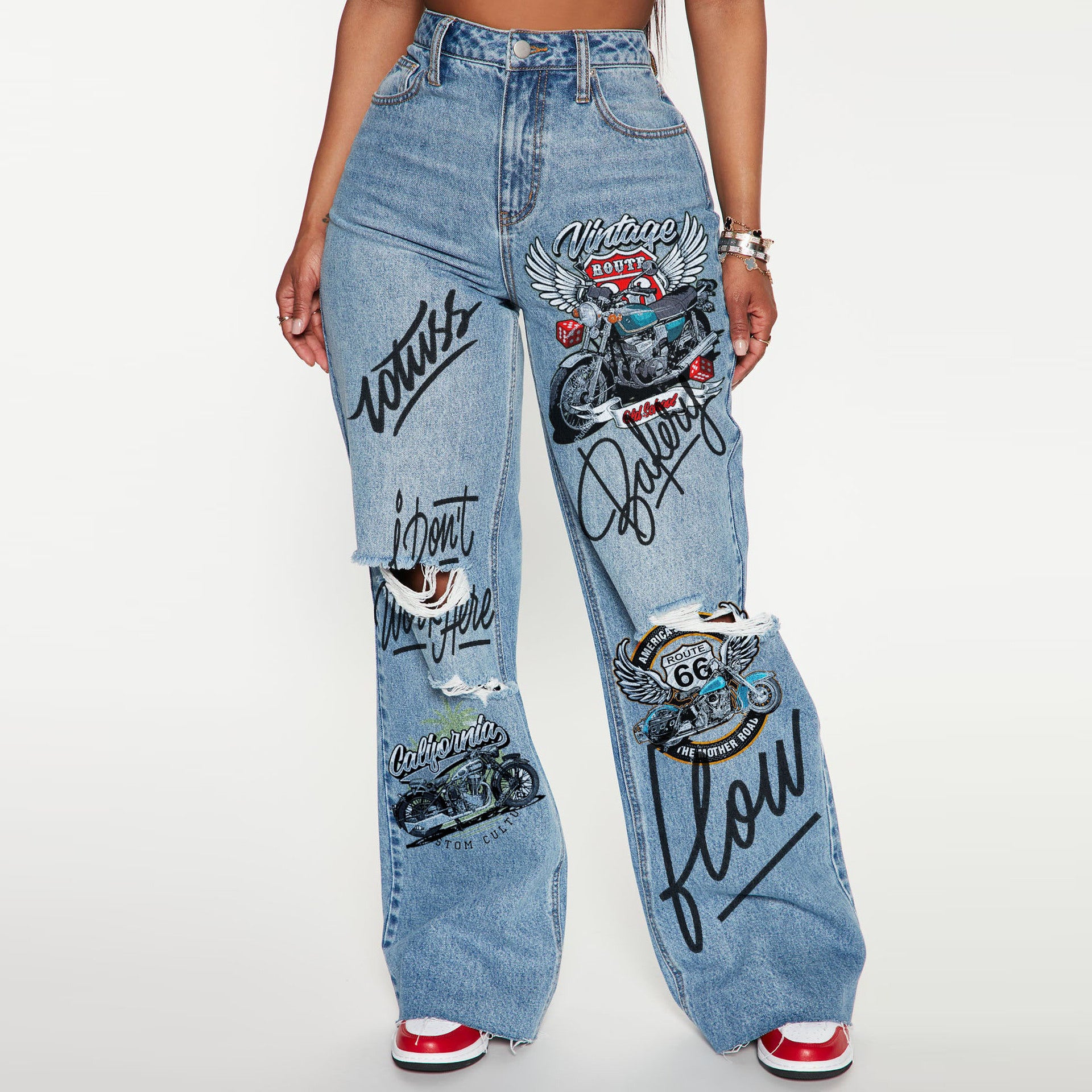 Women Ripped Jeans Denim Pants 3