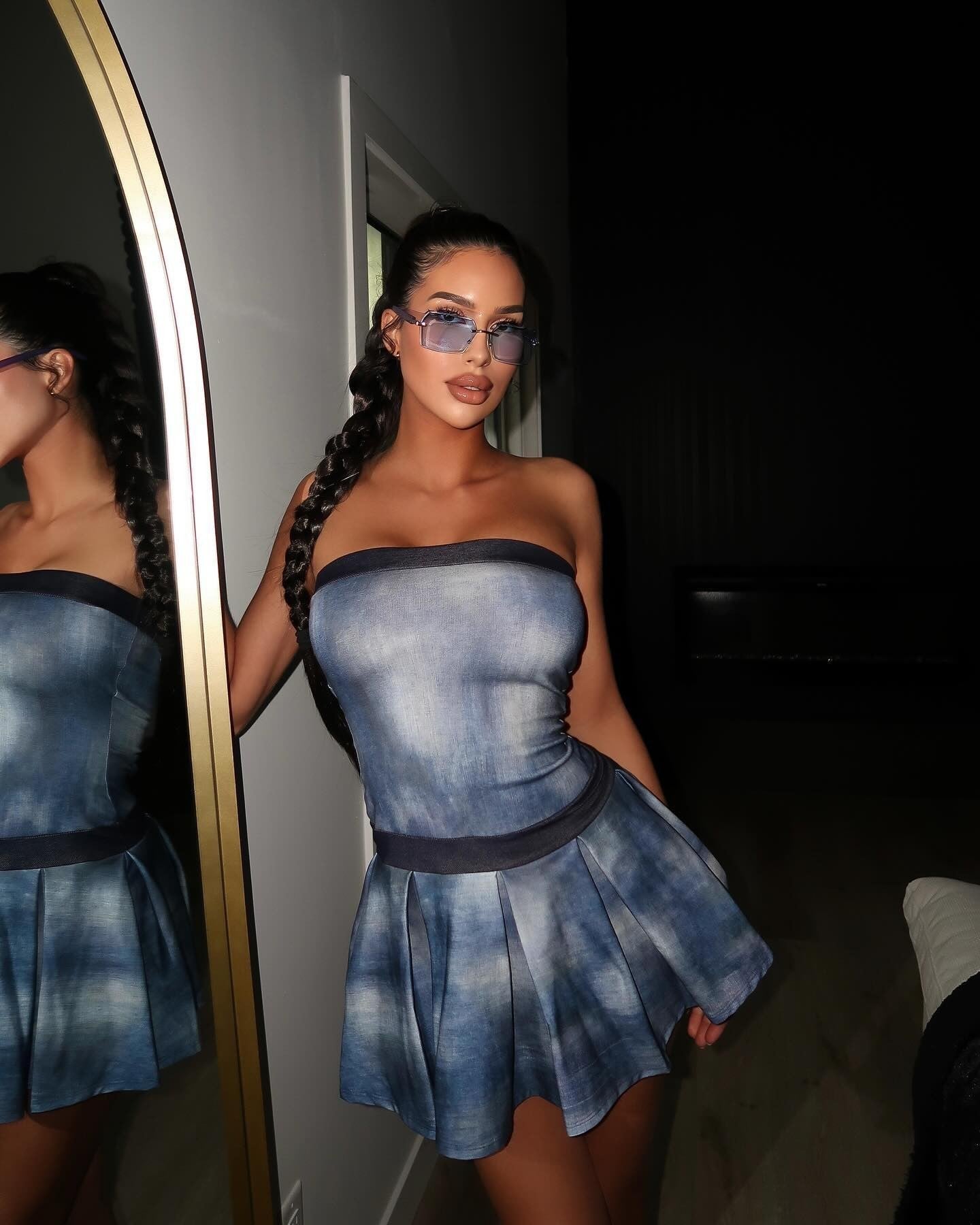 Summer Women tie-dye print Strapless Dress