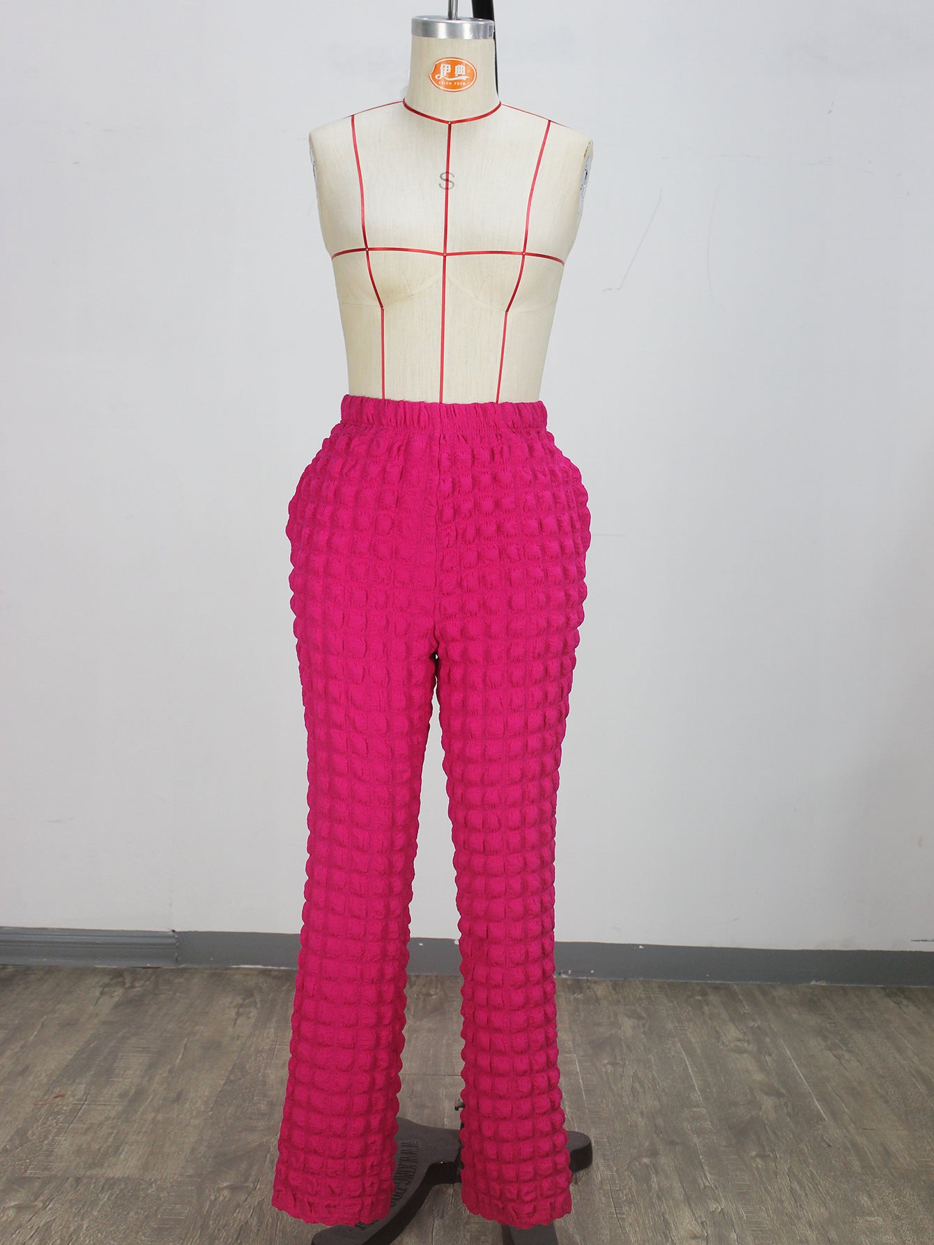 Women's Casual Bubble Fabric Elastic Waist Tight-Fitting Pants 6