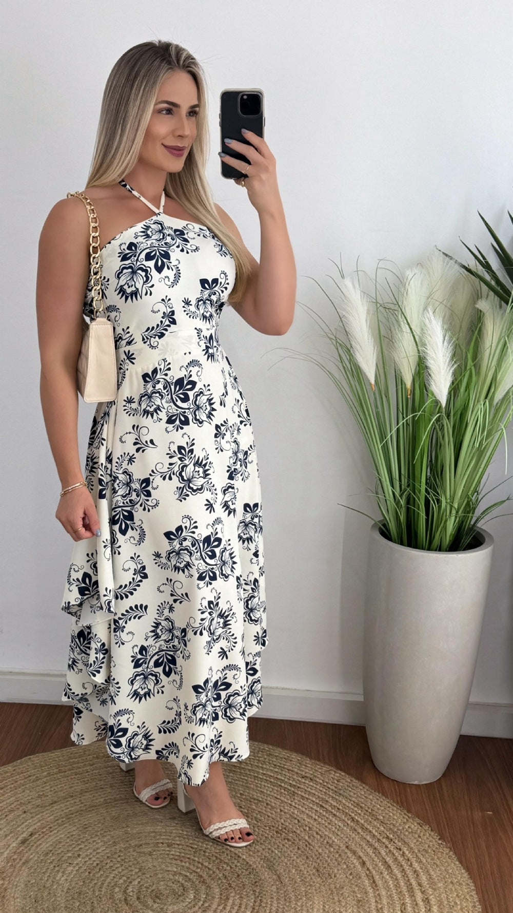 Women Holidays Printed Halter Neck Strapless Dress 8