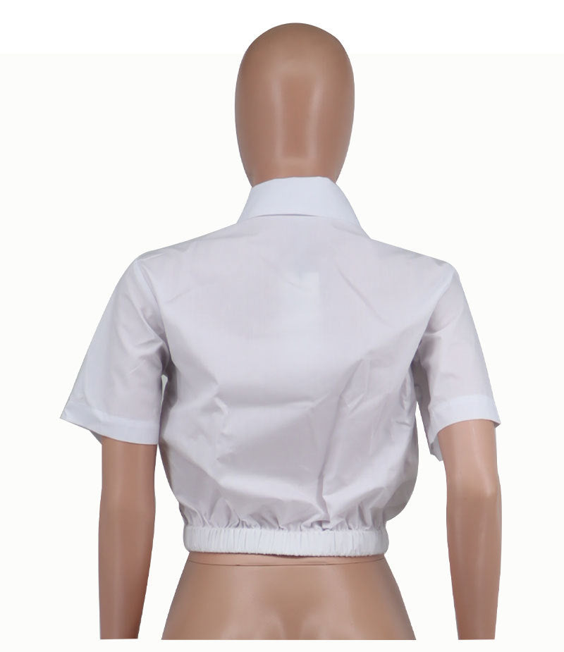 Spring Summer Fashion Casual Short Sleeve Crop Women's Shirt 9