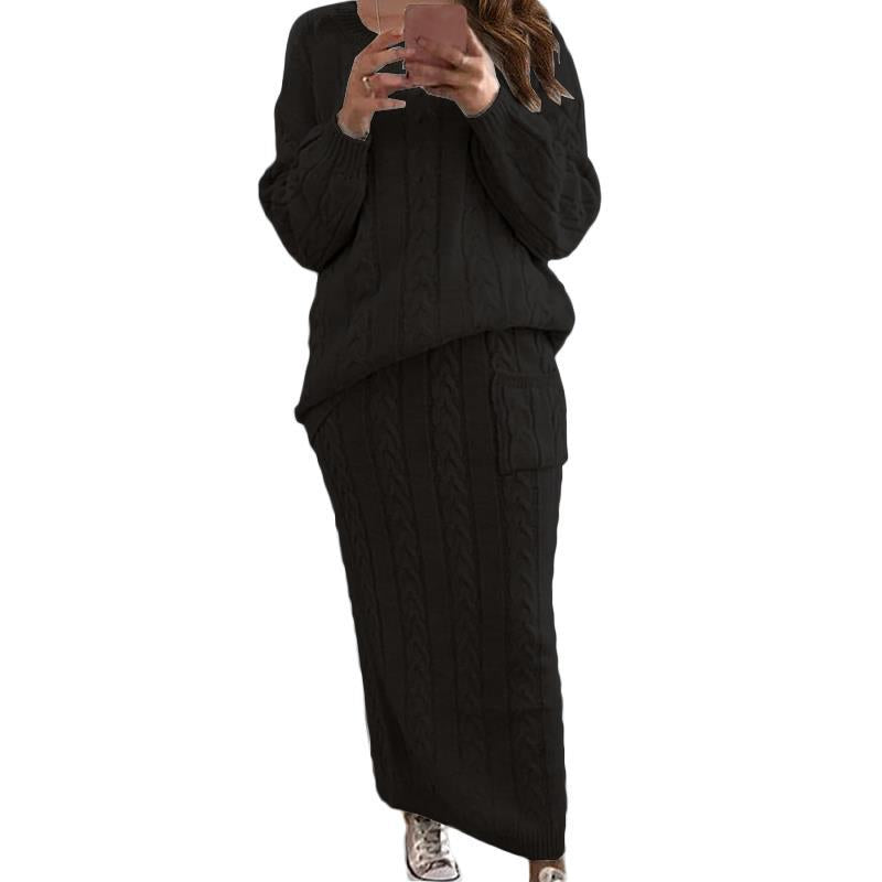 Autumn and winter women's fashion twist sweater suit set 6