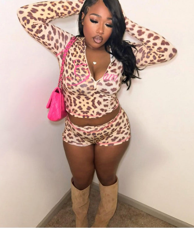 Women Casual Letter print hooded zipper Top shorts two-piece set 7