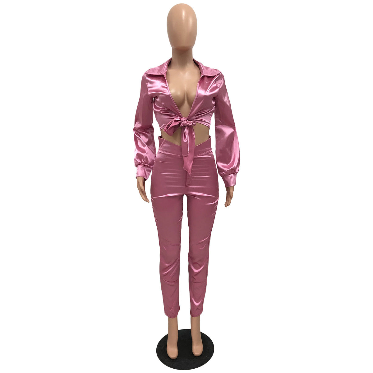 Sexy v-neck tie slim two-piece suit 12