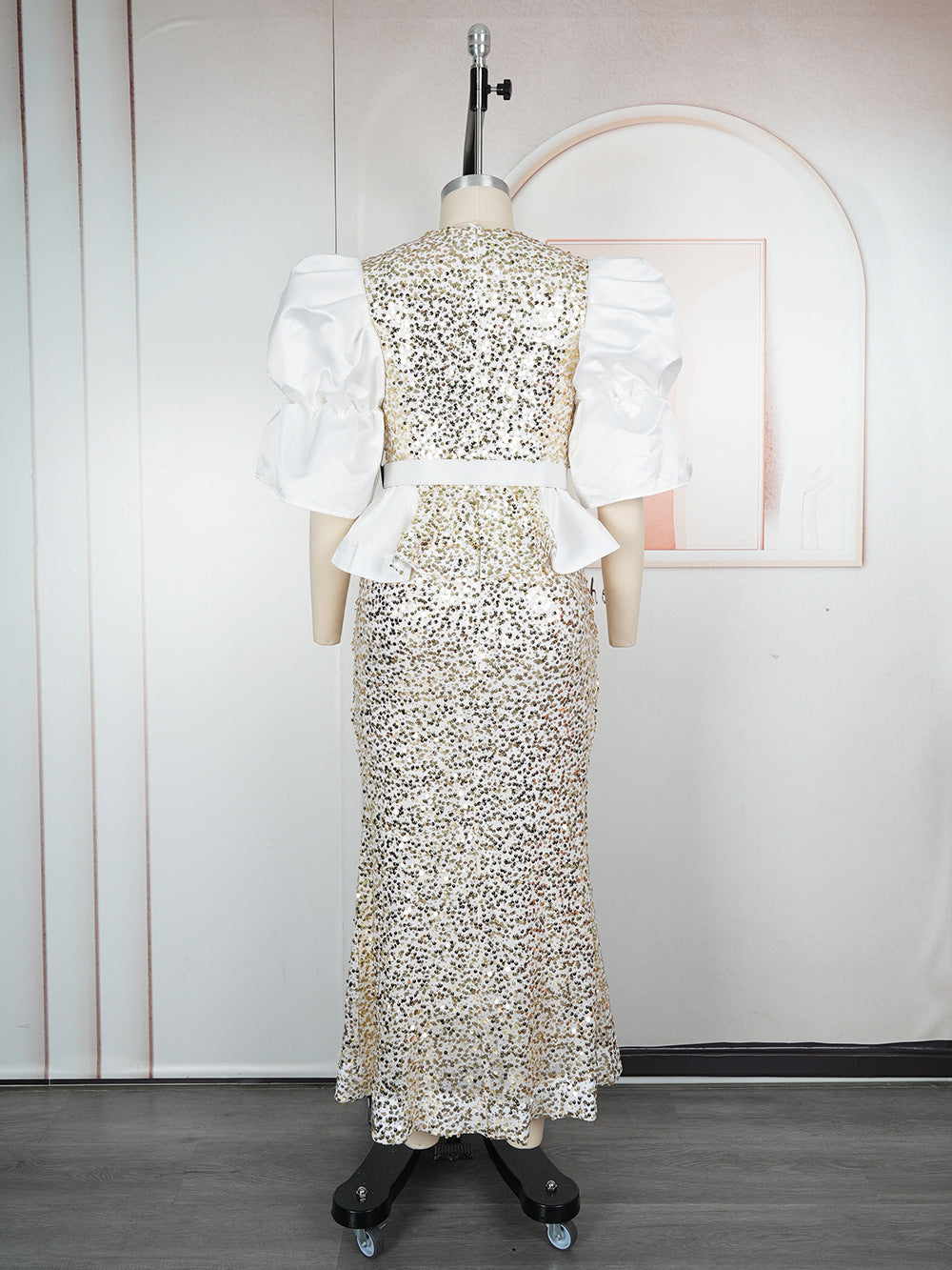 Plus Size Women's Autumn Sequin Mermaid Dress High Waist Party Evening Gown 13