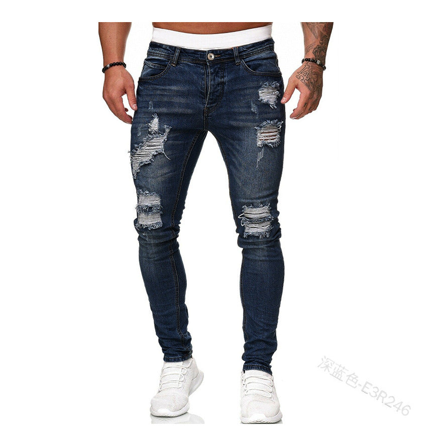 men Ripped Trendy Black Denim Pants