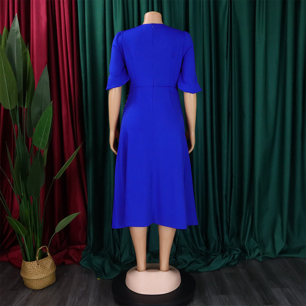 Women's Summer Chic Elegant Solid Plus Size Dress 25