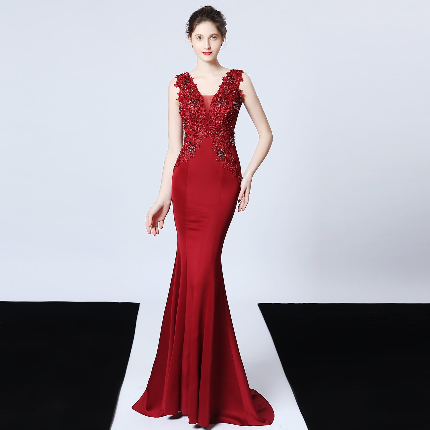 Women Beaded Fishtail Evening Dress 7