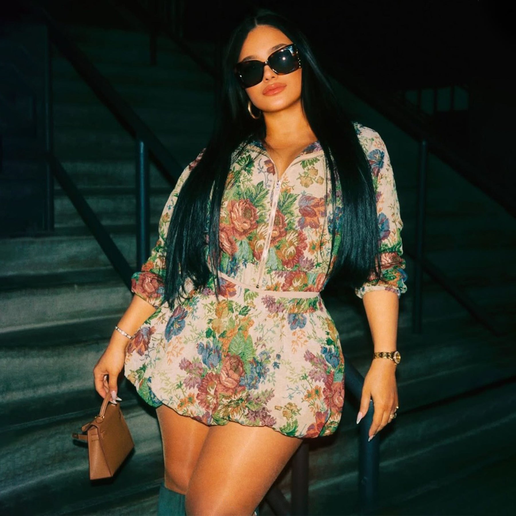 Fashion Women's Jacquard Long Sleeve Zipper Top Sexy Short Skirt Set