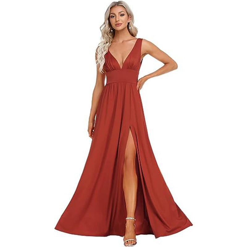 Women Sexy V Neck Party Maxi Evening Dress（Processing time need 3-6 days） 3