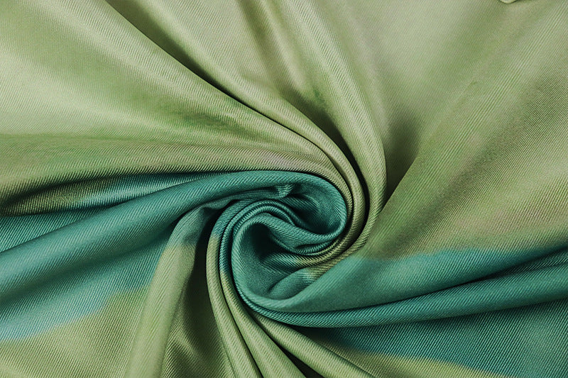 Career Women's Print Pleated Waist Tie Slim Fit Bodycon Round Neck Long-Sleeve Dress 18