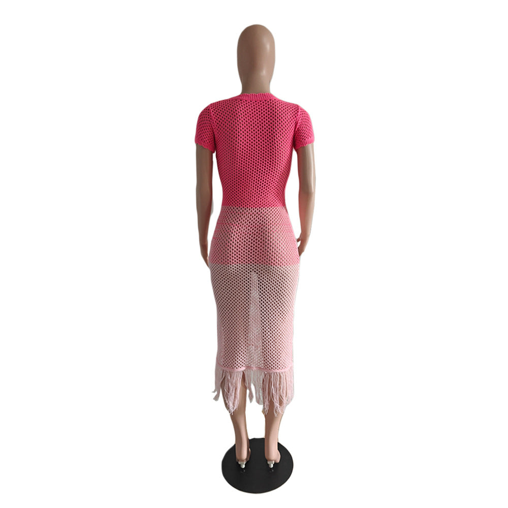 Women Summer Crochet Tassel Dress 4