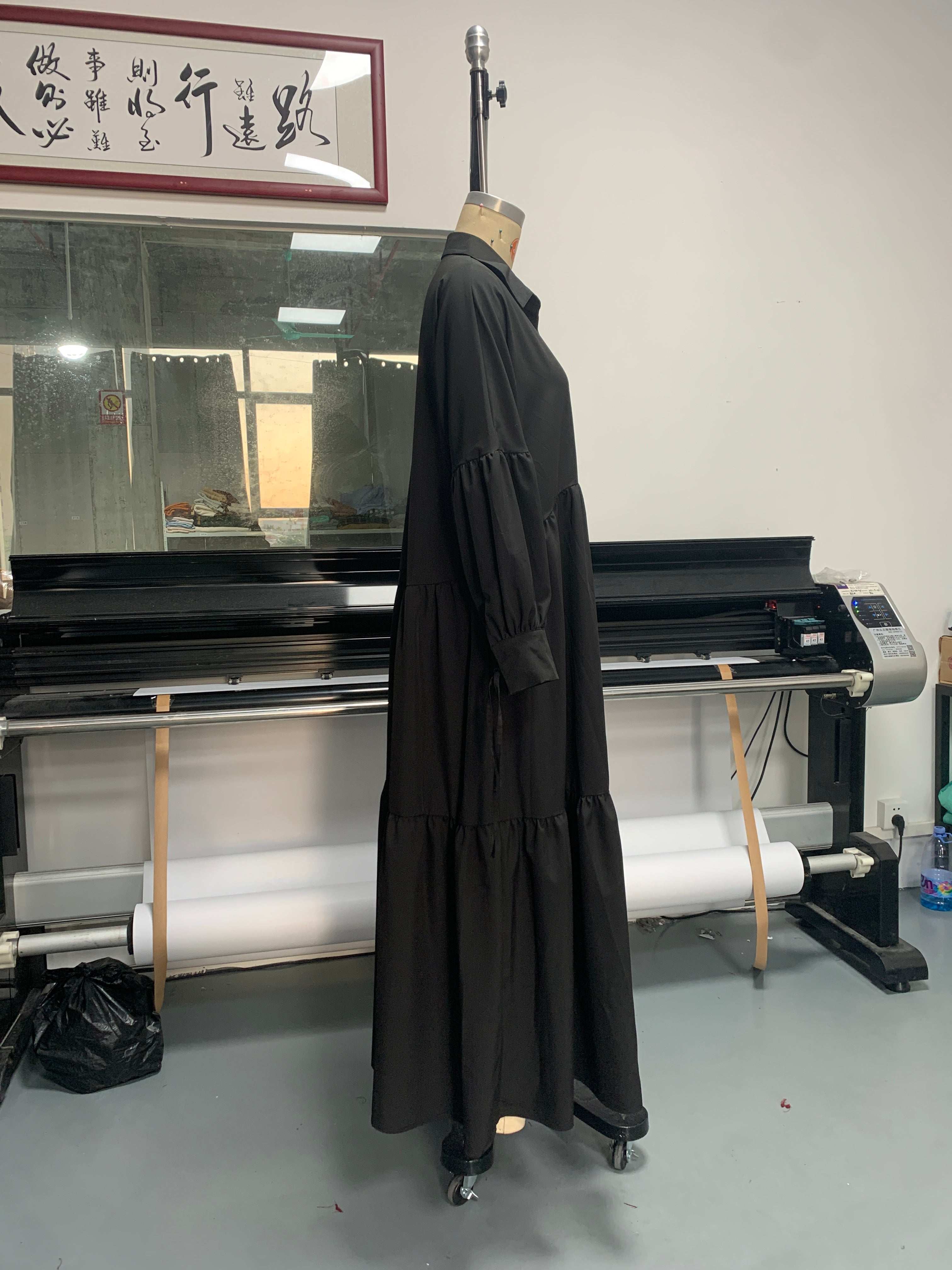 Women Vintage Loose Lace-Up Long Sleeve Button-Up Shirt Dress Does Not Include Belt 10