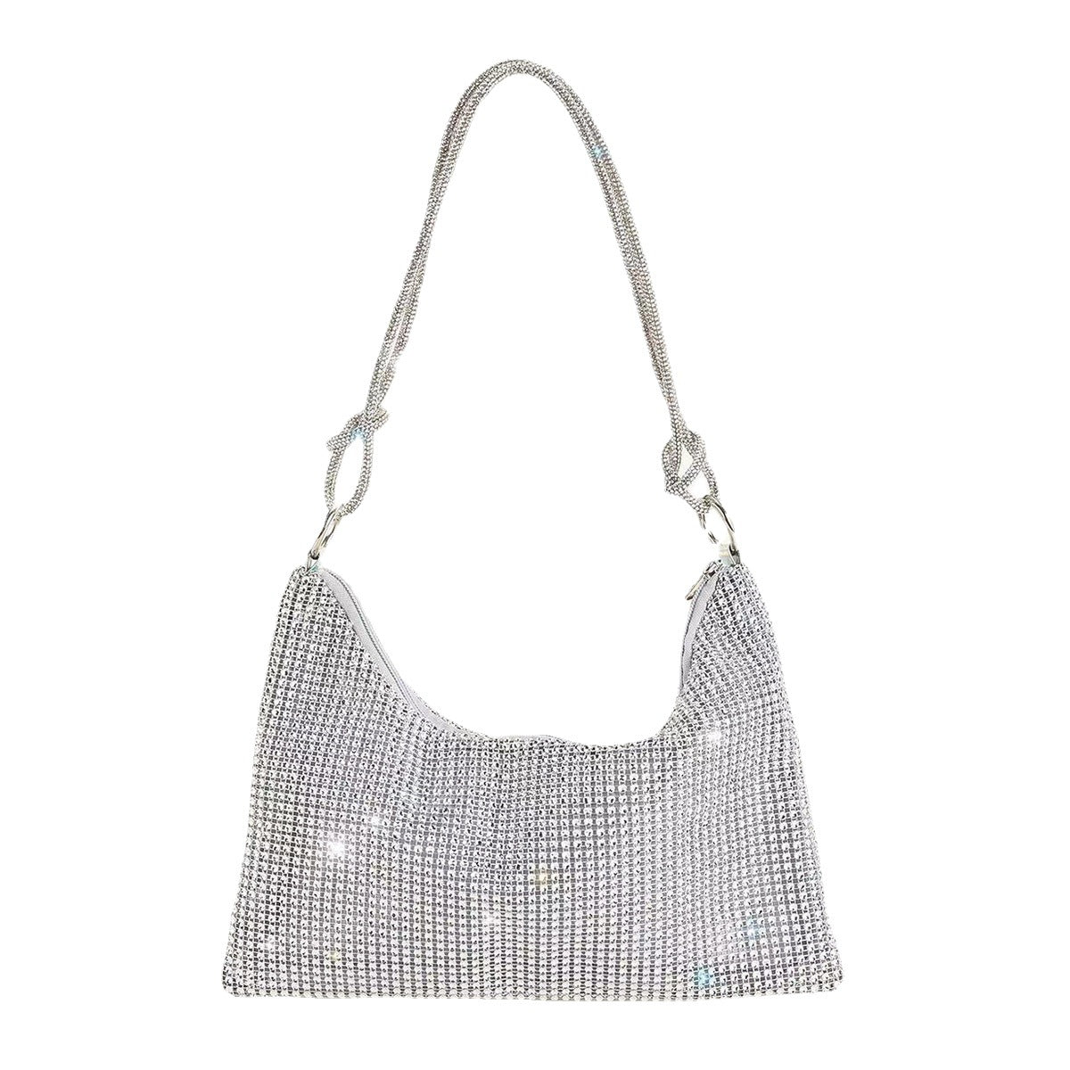 Mesh Rhinestone Knotted Armpit Bag Diamond-Encrusted Trendy Shoulder Evening Bag 37