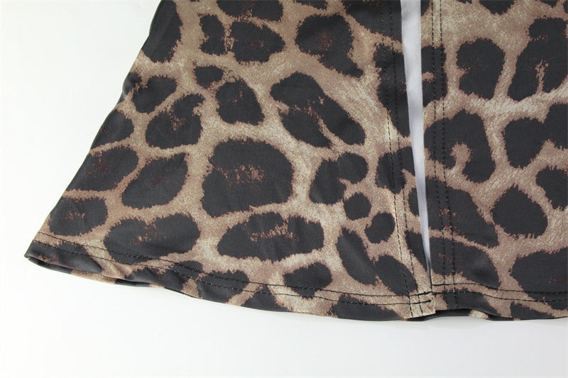 Women's Summer Sexy Leopard Print Slit Strap Maxi Dress 12