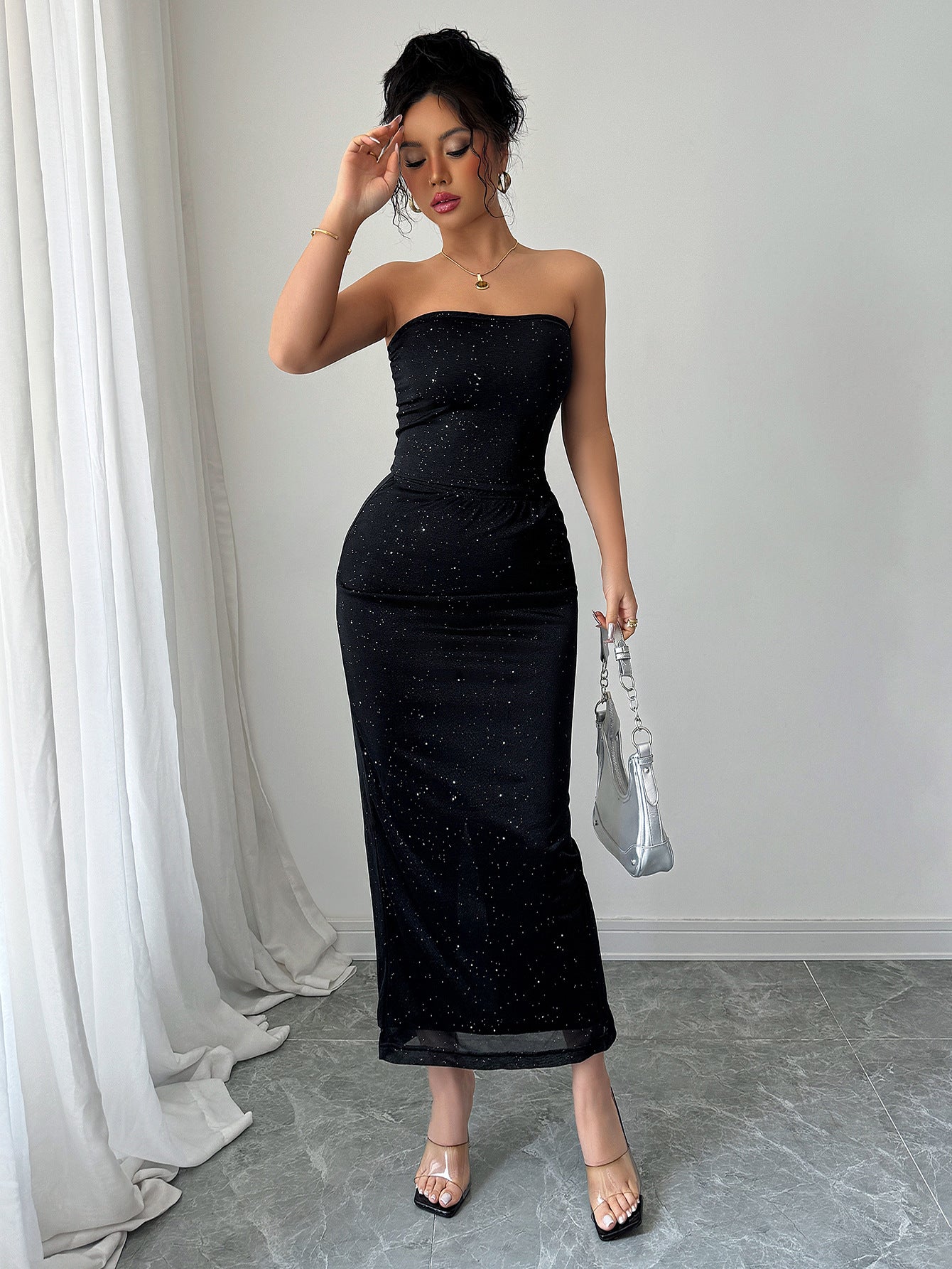 Chic Elegant Strapless Top & Bodycon Skirt Set 5